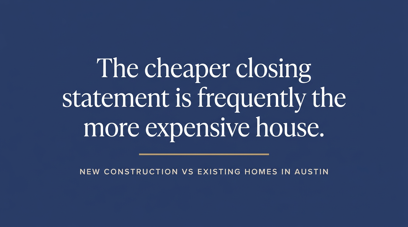 The cheaper closing statement is frequently the more expensive house. New Construction vs Existing Homes in Austin