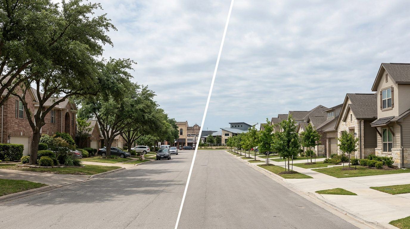 Side-by-side comparison of Round Rock and Pflugerville neighborhoods