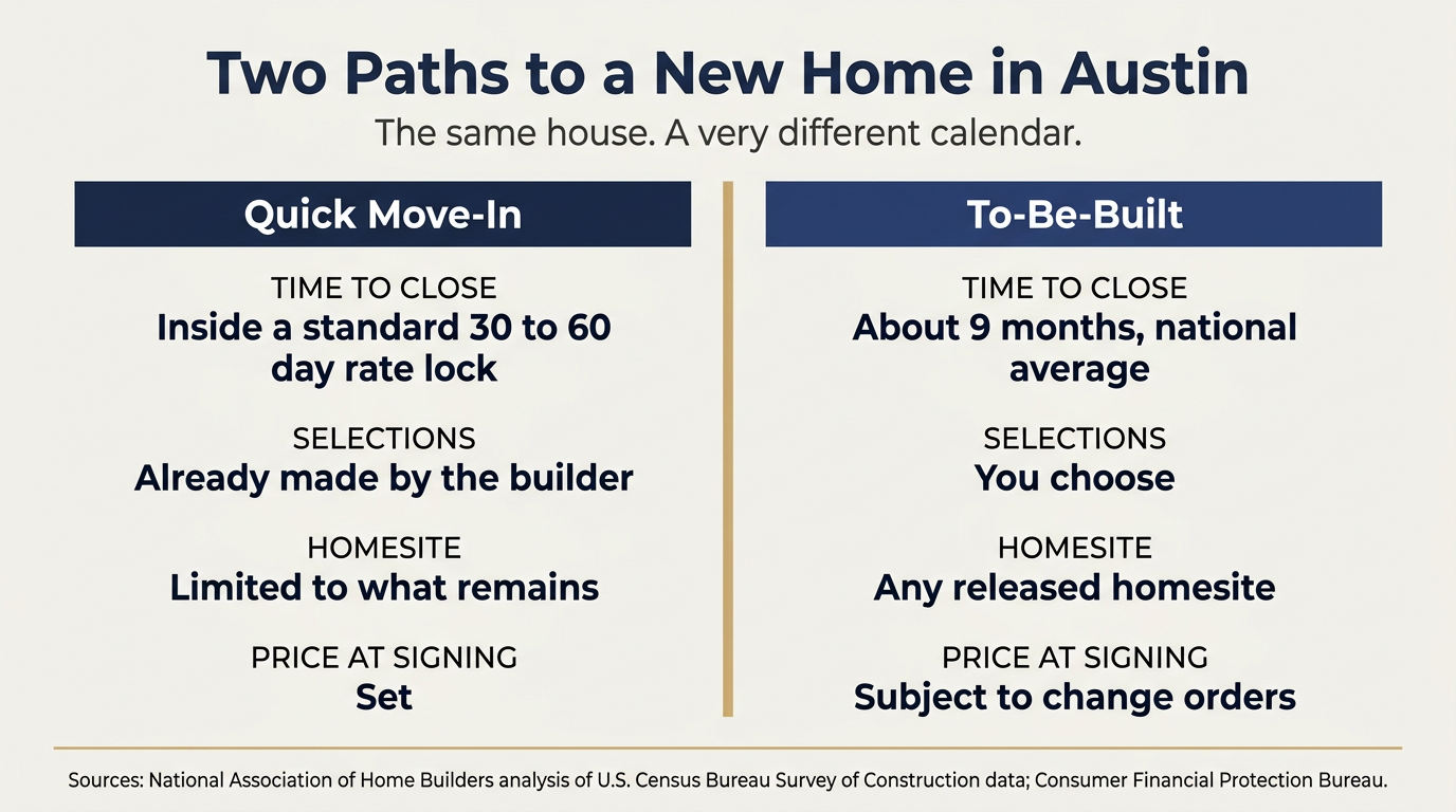 Quick Move-In Home in Austin vs To-Be-Built: Timeline and Trade-Offs