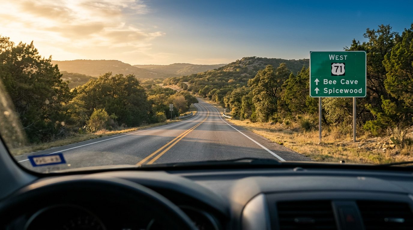 Spicewood vs Bee Cave: Heading West on TX-71
