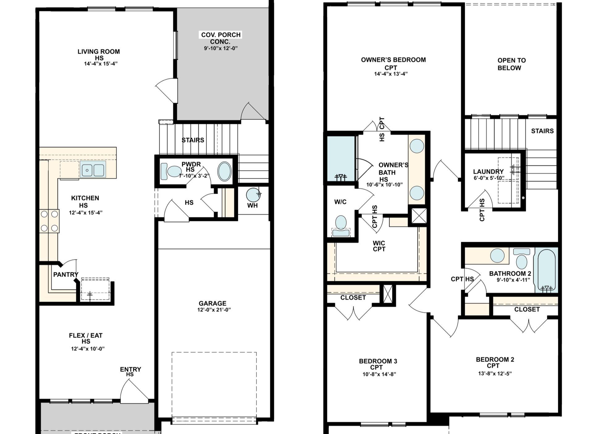 Barcelona floor plan, main and upper level