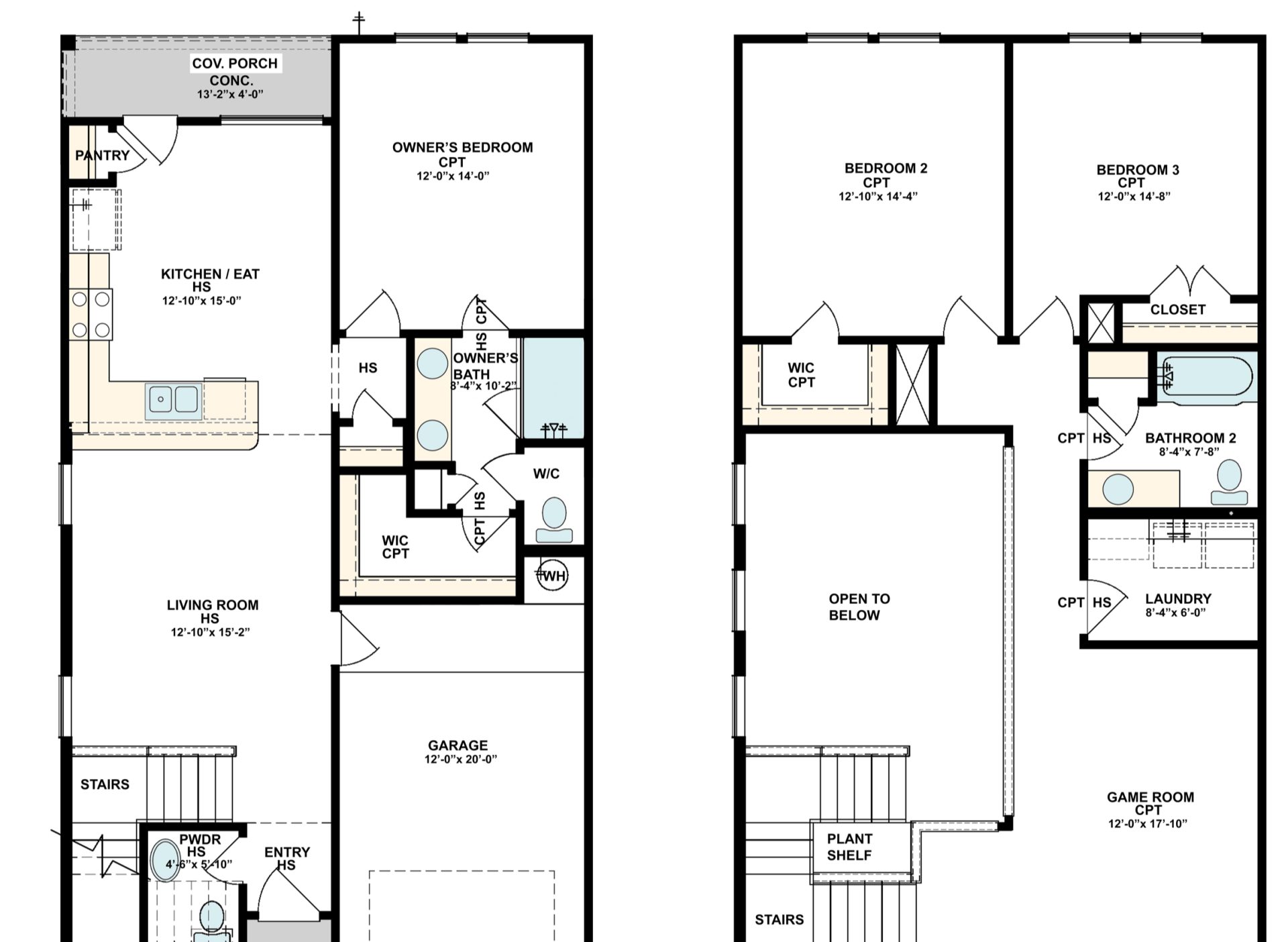 Madrid floor plan, main and upper level