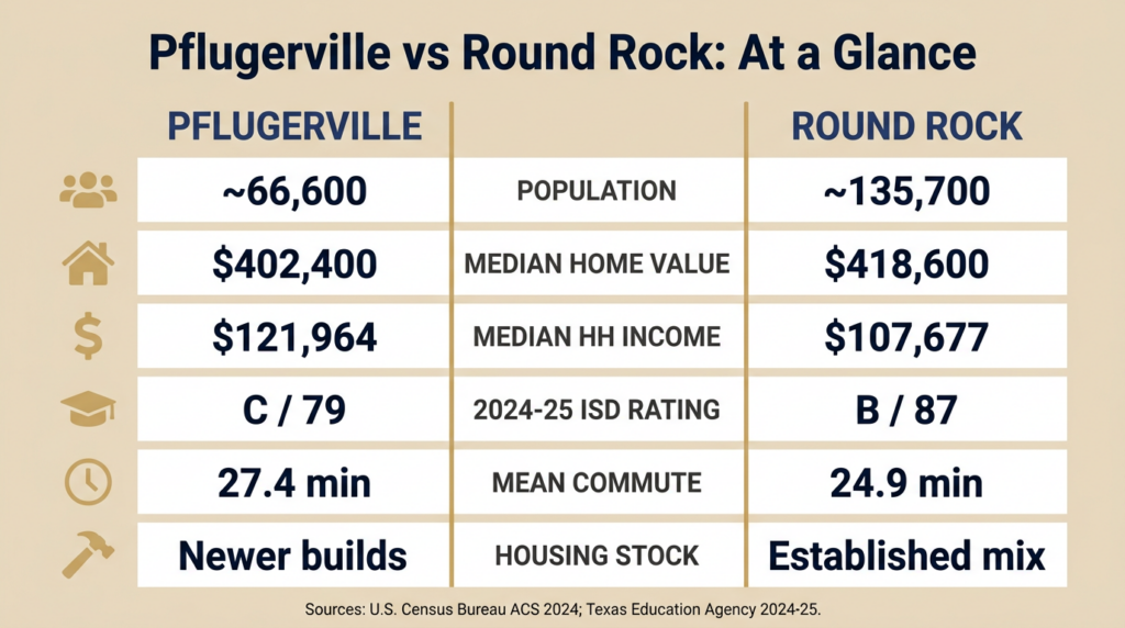 Pflugerville vs round rock at a glance 